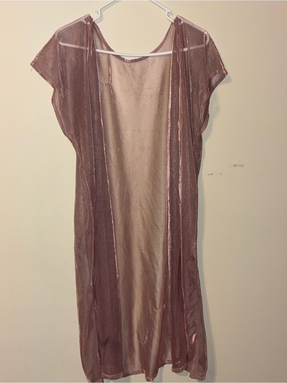 Sheer Rose Gold Open-Front Women’s Dress Cover-Up